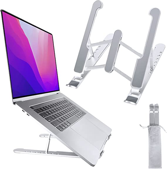 Laptop Stand, Laptop Holder Riser Computer Stand, 7 Angles Adjustable Aluminum Foldable Portable Notebook Stand, Compatible with MacBook Air Pro, Lenovo, HP, Dell, More 10-15.6” Laptops and Tablets