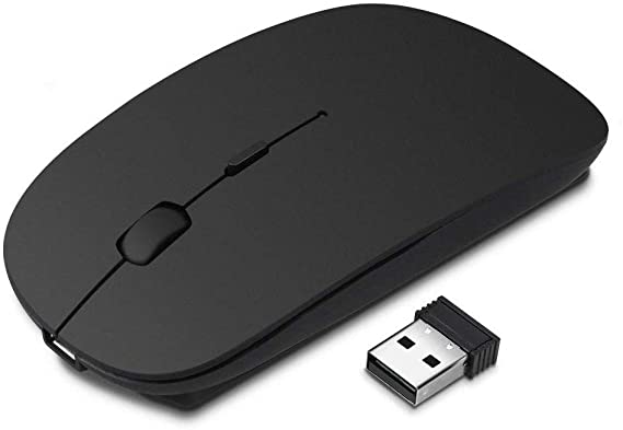 Karrong Wireless Mouse Rechargeable USB Wireless Mouse Quiet Click Wireless Mouse for Laptop PC Computer Black