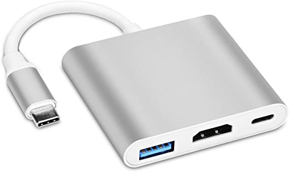 DYCALL USB-C to HDMI Adapter Type C to HDMI 4K/USB 3.0 Video Converter USB C Charging Port Converter Adapter USB C Hub Compatible with MacBook Air,iPad Pro(Silver,Upgraded Version)