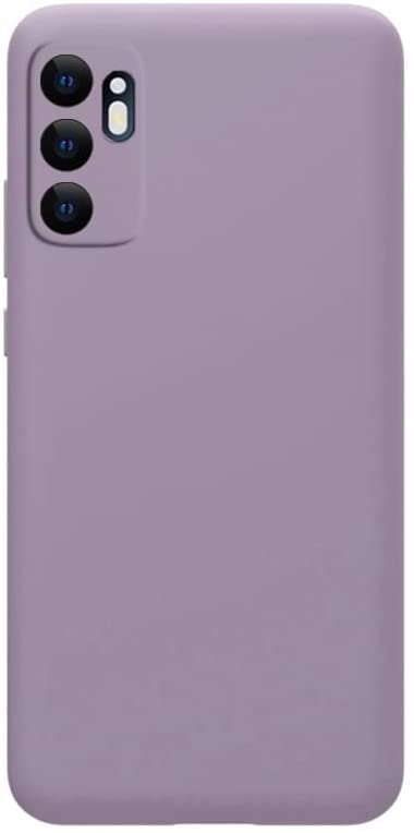 Case Compatible with Oppo Reno 6 4G Liquid Silicone Case Protector Camera Soft TPU Slim Back Cover Lavander