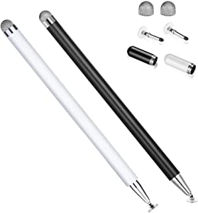 CPKEON Stylus for iPad (2 Pcs), Magnetic Disc Capacitive Stylus Pens Touch Screens for Apple/iPhone/Ipad pro/Mini/Air/Android/Microsoft/Surface All Universal Touch Screens - Black/White