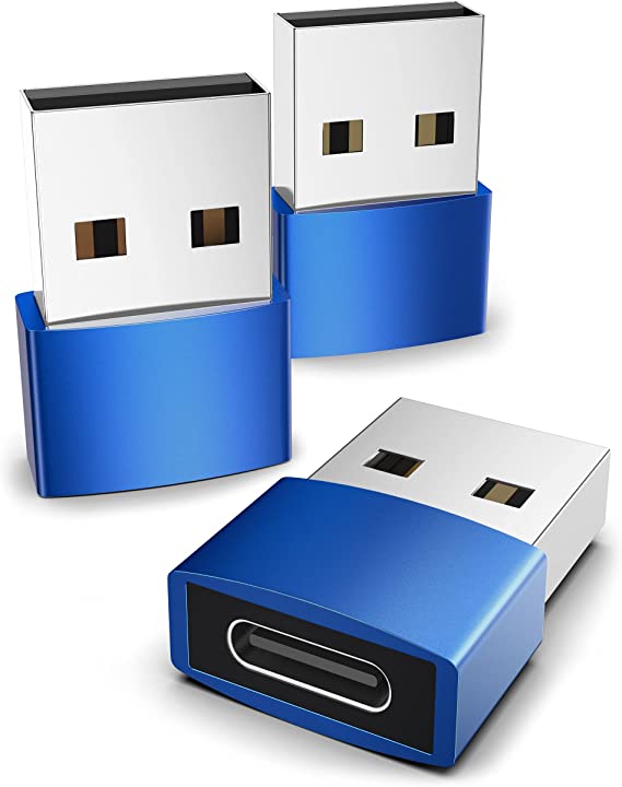 Syntech USB C Female to USB Male Adapter Pack of 3 Type C to USB A Converter Compatible with iPhone 11 12 Pro Max iPad Air Pro Samsung Galaxy S20 etc Blue