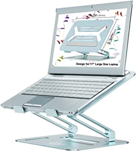Urmust Adjustable Laptop Stand for Desk Aluminum Computer Stand for Laptop Riser Holder Notebook Stand Compatible with MacBook Air Pro Ultrabook All Laptops 11-17 inch (Bluish Gray)