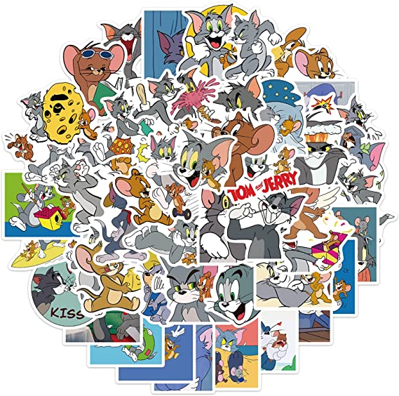 MSOLE Cute Tom&Jerry Stickers DIY for Water Bottles Laptop HydroFlasks,50PCS Aesthetic Decals Decoration for Computer Phone Guitar Luggage
