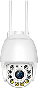 Crosslands 1080p HD WiFi Smart Home Security Camera, Waterproof Motion Detection Intelligent Surveillance Camera with Full Color Night Vision, Smart Tracking, Two-way Audio for Outdoor Indoor- White