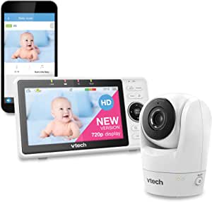 VTech VM901-1W WiFi Baby Monitor, Upgraded 5-inch 720p Display, 1080p Camera, True-Color DayVision, HD NightVision, Fully Remote Pan Tilt Zoom, 2-Way Talk, Free Remote Access, Works with iOS, Android