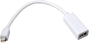 QIANRENON Mini DisplayPort to HDMI Adapter 4K HD Mini DP Male to HDMI Female Cable for TB,Mainstream OS, Monitor, Projector etc White