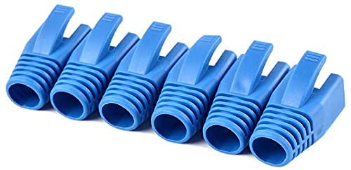 Divine Cat6 Cat6A Cat7 RJ45 Plug Connector Cover Modular Network Plug Connector Cap Cable Connector Boots 50 Pcs/Pack Blue