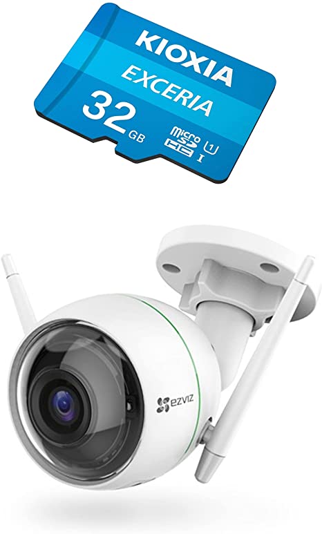 C3WN. Strong Wireless Connectivity. Outdoor Smart Wi-Fi Camera + KIOXIA Exceria 32GB Micro SD Card - LMEX1L032GG2