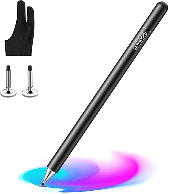 joyroom Stylus Pen for iPad, Capacitive Pencil for Kid Student Drawing, Writing, High Sensitivity, with Artist Glove(Palm Rejection), Apple/iPhone/iPad/Android/Samsung/Surface (Black)