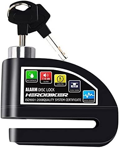 Herobiker Anti Theft Motorcycle Motorbike Bike Alarm Disc Lock Keys - (Black)