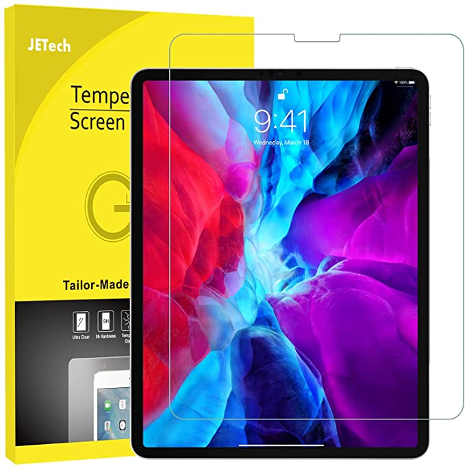 JETech Screen Protector for iPad Pro 12.9-Inch Edge to Edge Liquid Retina Display, Face ID Compatible, Tempered Glass Film