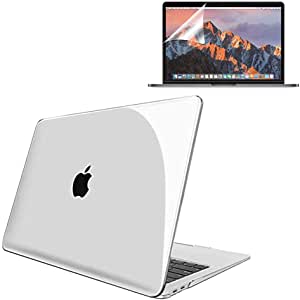 OJOS Hard Shell Case & Anti Glare Screen Protector Compatible with MacBook Air 13 inch A2337 (M1) A2179 A1932 Soft Touch Cover MacBook Air 2020 Case (Gloss Clear, Matte Screen Guard)