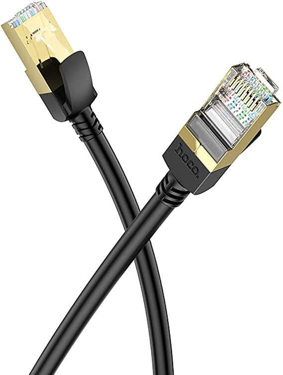 Hoco US02 - Level Pure Copper Gigabit Ethernet Internet Cable, Network Theoretical Speed 1Gbps=125Mb/S, Routers, Computers And Other Rj45 Interface Devices (3M) - Black
