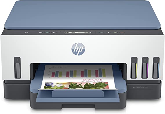 HP Smart Tank 725 All-in-One Printer wireless,18000 black or 8000 colour pages Print, scan, copy, Auto Duplex Printing, White/Blue [28B51A]