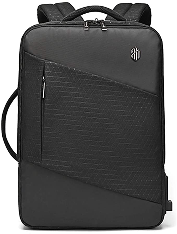 THE CLOWNFISH Arctic Hunter 3 in 1 Expandable 19 L to 32 L Multi-Layer High Capacity 15.6 inch USB Charging Laptop Backpack Travel Business Backpacks (Black- Rhombus), Black Rhombus, Daypack Backpacks