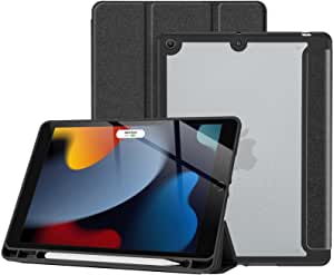ProCase 10.2-inch iPad 9th Generation 2021/ iPad 8th Generation 2020/ iPad 7th Generation 2019 Case, Trifold Hard Shell Smart Cover with Pencil Holder for iPad 10.2 Inch 2021 2020 2019 –Black