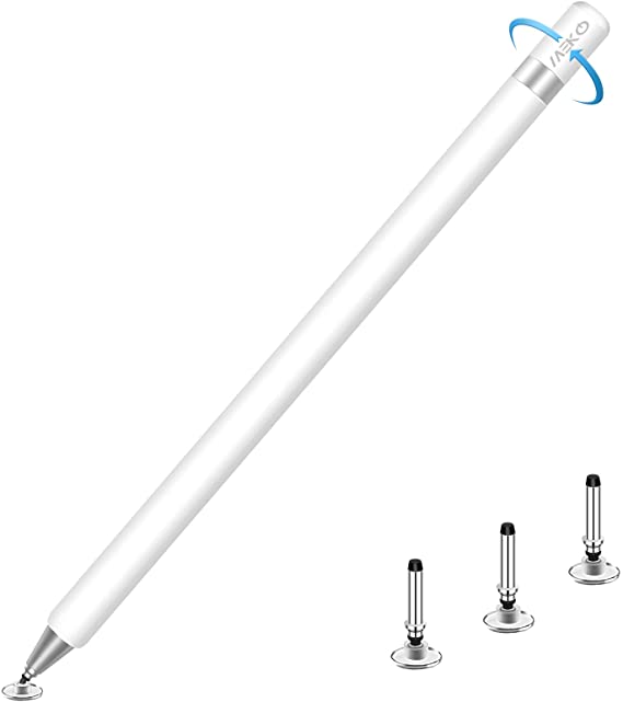 Stylus for iPad Pencil, MEKO Disc Stylus Touch Screen Pens for Apple iPhone/Ipad pro/Mini/Air/Android/Microsoft/Surface and Other Touch Screens Bundle with 3 Replacement Tips-White