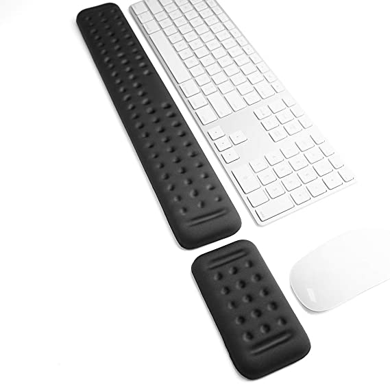 VAYDEER Keyboard and Mouse Wrist Rest Set Gaming Memory Foam Ergonomic Hand Palm Rest Support for Computer, PC, Laptop, Mac Typing and Wrist Pain Relief and Repair (17.3 Inch, Black)