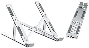 Laptop Stand - CUUWE Laptop Holder Computer Tablet Stand, 6 Angles Adjustable Aluminum Ergonomic Foldable Portable Desktop Holder For MacBook Air Pro, Lenovo, Dell, 10-15.6” Laptop (Silver)
