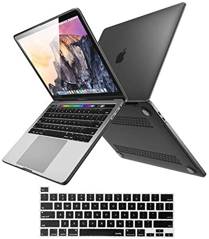 MacBook Pro 13 Inch Case 2020 Release M1 A2338 A2251 A2289 Hard Case Shell Cover & Keyboard Cover with Touch Bar and Touch ID for Apple 13 inch MacBook Pro Case (Matte Black)