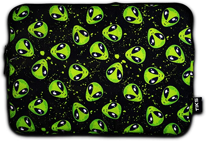TIKS Alien Printed Labtop Bag 13-14 Inch - Black & Green