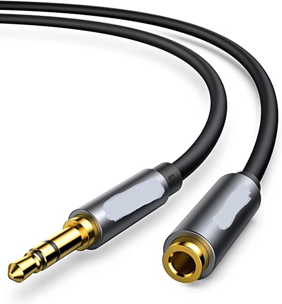 3.5mm Male to Female Extension Stereo Audio Extension Cable Adapter Gold Plated Compatible for iPhone, iPad or Smartphones, Tablets, Media Players (3FT)