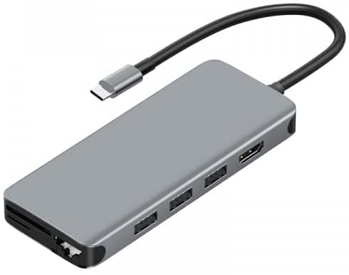 WIWU | Alpha 12 In 1 Type C Hub Multi-Function Adapter | USB 3.0 - USB 2.0 - HDMI Port | RJ45 LAN Port - SD/TF - Micro - 3.5 Audio Jack Stereo - Type-C - 4K HD - PD Fast Charging | Grey