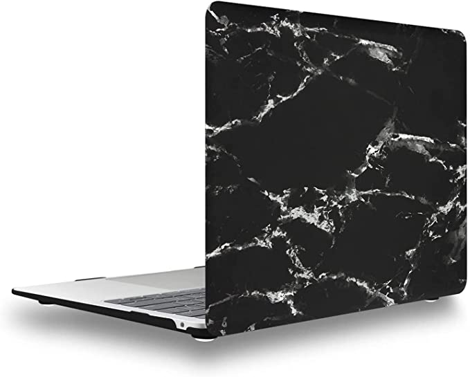 NTECH - Compatible With MacBook Air 13 inch (Case 2021/2020/2019/2018) Model (A2337/(M1)/A2179/A1932), With Retina Display Touch ID, Matte Protective Hard Shell Case Cover, (Black/White Marble)