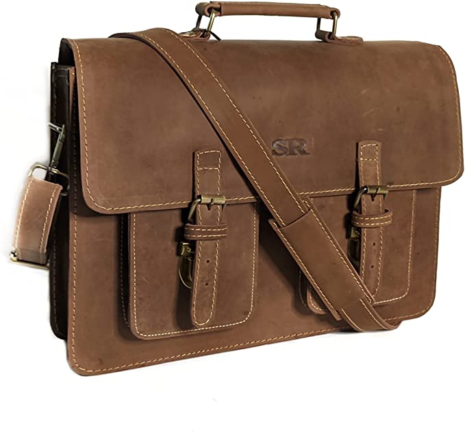 Genuine Handmade Pull-up leather Laptop breifcase