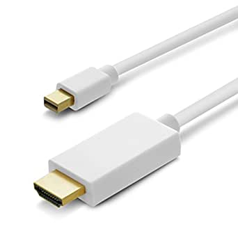 GearIT 2-Pack, Gold Plated Mini DisplayPort to HDMI HDTV Cable 3 Feet (Mini DP to HDMI HDTV) Thunderbolt 2 Port Compatible - White