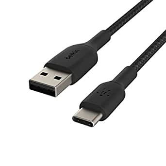 Belkin Braided USB-C Cable (Boost Charge USB-C to USB Cable, USB Type-C Cable for Note10, S10, Pixel 4, iPad Pro, Nintendo Switch and More), 3ft/1m, Black (CAB002bt1MBK)