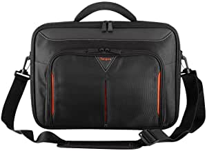 Targus Classic Clamshell Premium Protective Laptop Bag with Handles specifically designed to fit up to 14-Inch, Black/Red (CN414EU)