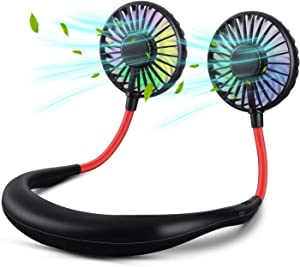 Neck Hanging Fan - Hand Free Portable Neck Sports Fans, USB Rechargeable Personal Wearable Fan Premium Headphone Design Mini Neckband Fan for Office Outdoor Travel