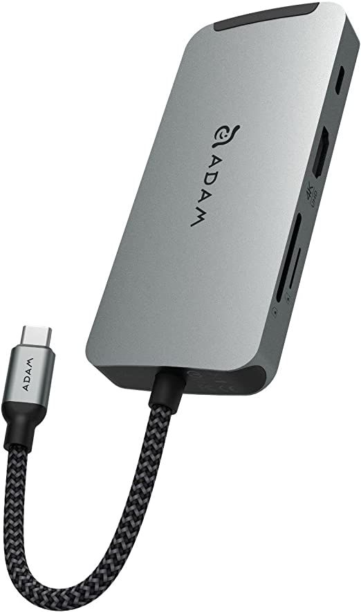 Adam Elements CASA Hub A08, 8-in-1 VGA/HDMI/SD Card Reader/USB-C/3 USB-A, Space Grey
