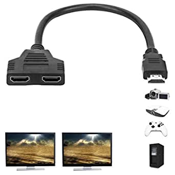 HDMI Splitter Adapter, ToneGod HDMI Splitter Cable for Dual Monitors Duplicate/Mirror(1 in 2 Out), HDMI Male to Dual HDMI Female for HDMI HD, LED, LCD, TV, Support Two TVs at The Same Time