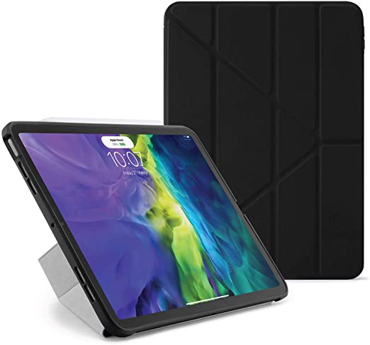 Pipetto Origami designed for iPad Air 4 10.9 inch (2020) case cover with 5 in 1 stand | Shockproof TPU Bumper | Apple Pencil 2 sync and Charge Compatible - Black