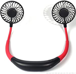 SUPKEY Hands Free Portable Neck Fan - Rechargeable Mini USB Personal Fan Battery Operated with 3 Level Air Flow, LED Lights for Home Office Travel Indoor Outdoor (Black)