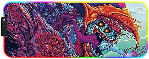 MARCELEN Large RGB Gaming Mouse Mat Pads 800x300x4mm Led Mousepad Soft Computer Keyboard Mice Mat for Macbook, PC, Laptop, Desk Gaming Mouse Pads Beast