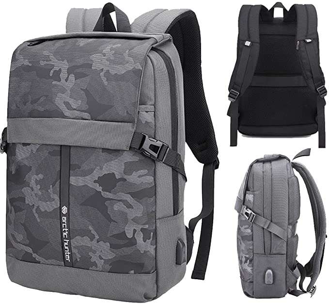 WALKENT Jade Laptop Bag (Grey) External USB, Card Pocket, Anti-Theft, Waterproof for Men Women by Arctic Hunter, Grey, L, laptop bags