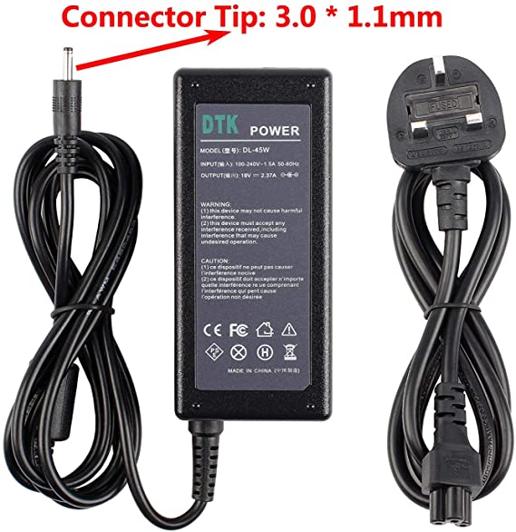 DTK 19V 2.37A 45W Laptop Charger for Acer Notebook Computer PC Power Cord Supply Lead AC Adapter Swift Chromebook Aspire Spin Travelmate series Connector:【3.0 x 1.1mm】