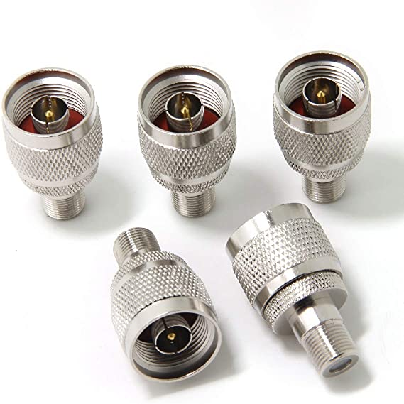 Ancable 5-Pack Low Loss N-Type Male to F-Type Female Jack Coax RF Connector Adapter for ADS-B Antenna Booster Repeater