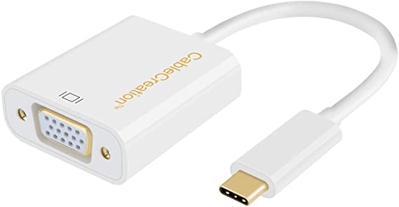 USB C to VGA Adapter, CableCreation USB Type C to VGA Adapter, Compatible with MacBook Pro 2016/2017/2018, MacBook Air, iPad Pro 2018, Surface Book 2, XPS 13, Yoga 910, S8+, S9, White