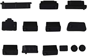 Futheda 13PCS 1 Set Universal Silicone Anti Dust Plug Port Dust Cover Cap Protective Stopper Compatible with Laptop Notebook Computer Accessories Black