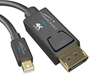 KabelDirekt – DisplayPort صغير (Thunderbolt) لكابل DisplayPort (DP صغير إلى DP) – 3 م (دقة UHD مع 4 ك/ 60 هرتز، إصدار 1.2، بالنسبة لجهازي الكمبيوتر وماك، ووصلة DP مع القفل، أسود)