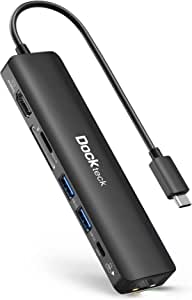 USB C Hub 4K 60Hz, Dockteck 7 in 1 USB-C Hub Multiport Adapter Dongle with 1Gbps Ethernet, 100W PD, HDMI, 2 USB 3.0, SD/Micro SD for MacBook Air/Pro M1 2020, iPad Pro 2021, iPad Air 2020 and More