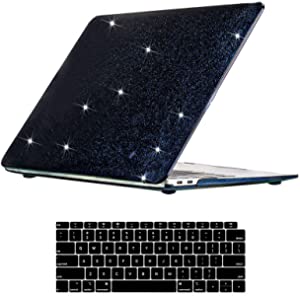 MonsDirect Compatible with MacBook Air 13 inch Case 2021 2020 2019 2018 m1 A2337 A2179 A1932 with Touch ID, Slim Hard Plastic Case & Keyboard Cover for New Air 13 inch with Touch ID, Blue Galaxy