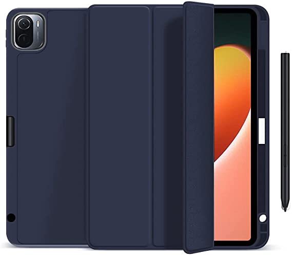 Smart Case Compatible with Xiaomi Mi Pad 5 / MiPad 5 Pro 11 inch 5G 2021 Smart Case Flip Cover with Pencil Holder Leather Case Soft TPU Back And Trifold Stand With Auto Sleep (Blue)
