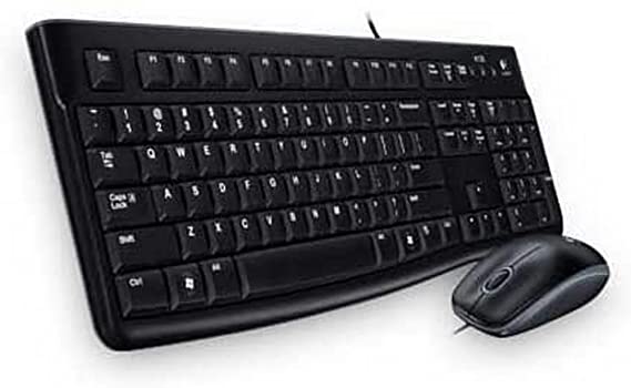 Logitech MK120 Wired Keyboard and Mouse for Windows, QWERTY Russian Layout - Black