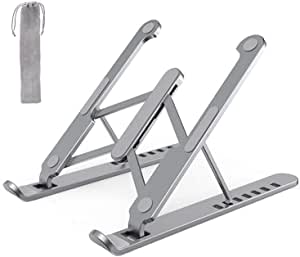 Aluminum Laptop Stand, Ventilated Laptop Stand, Laptop Stand, Portable Laptop Stand, Adjustable Laptop Stand, for Carry Around, Adjust and Support the Use of Laptops and Tablets (Gray)